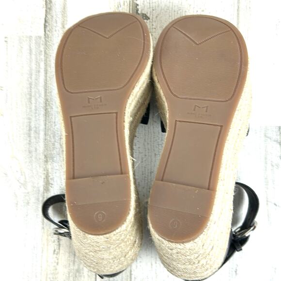 Marc Fisher Women’s 9 Black Leather Buckle Platform Espadrille Sandals NEW - Picture 8 of 10
